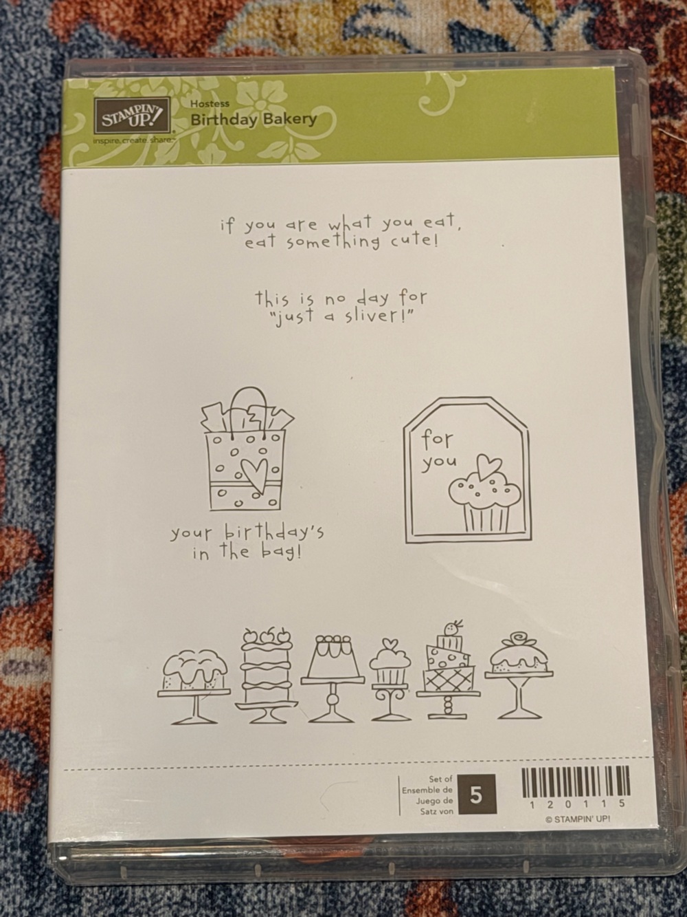 Stampin' Up! Birthday Bakery Clear Stamp Set - Green/White